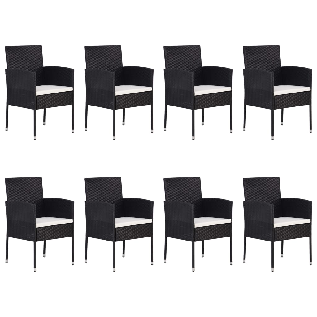 9 pcs conjunto de jantar para jardim preto