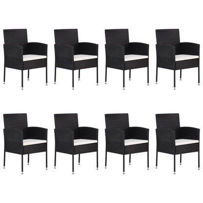 9 pcs conjunto de jantar para jardim preto