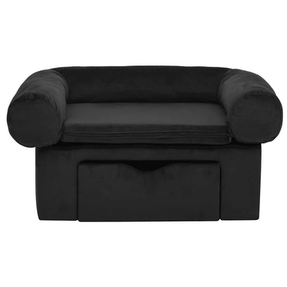 Sofá para cães com gaveta 75x50x38 cm pelúcia preto