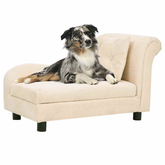 Sofá para cães com almofada 83x44x44 cm pelúcia creme