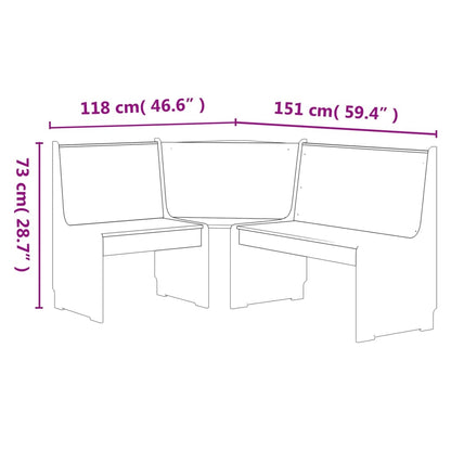 Banco de canto REINE 151 cm pinho maciço branco
