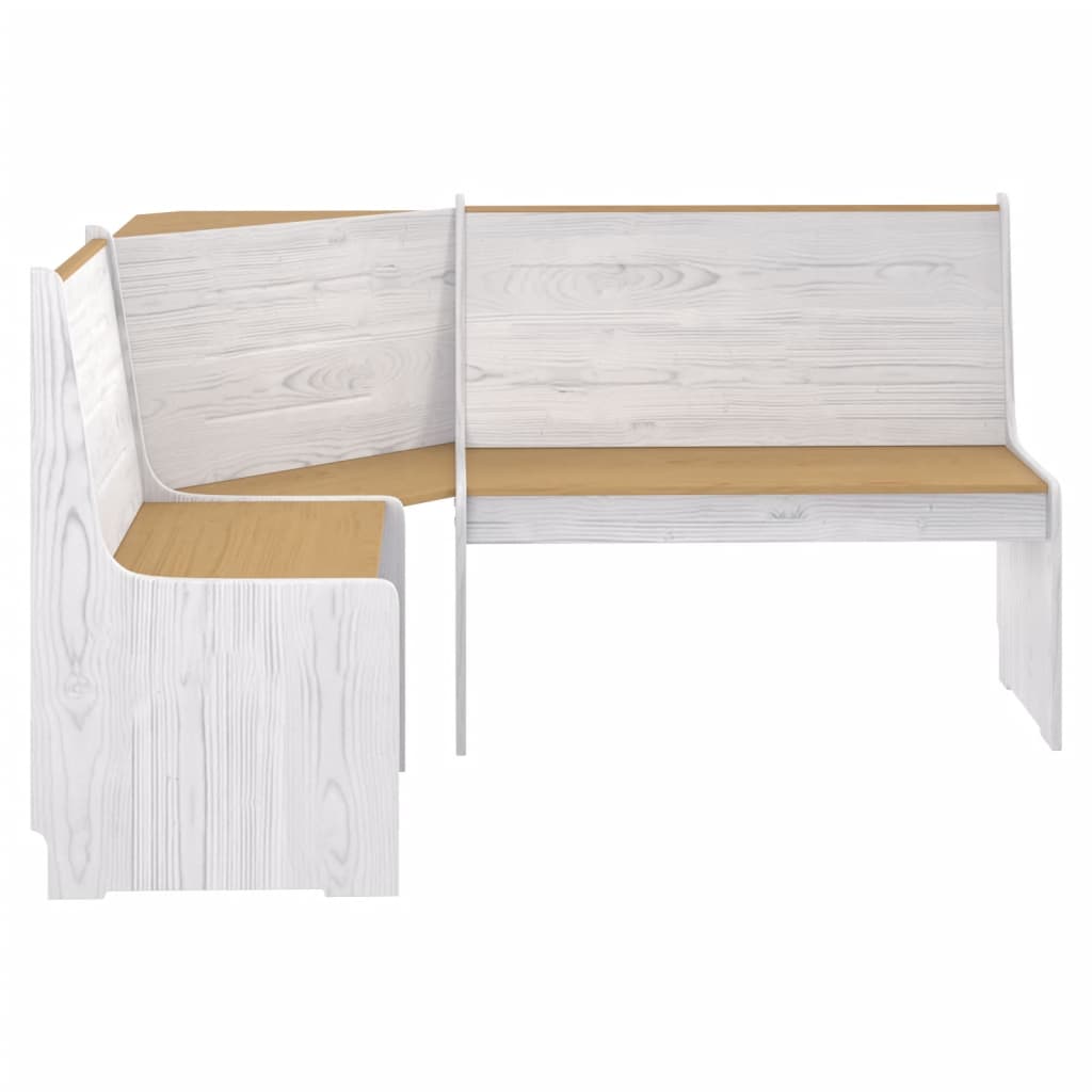 Banco de canto REINE 151 cm pinho maciço castanho mel e branco