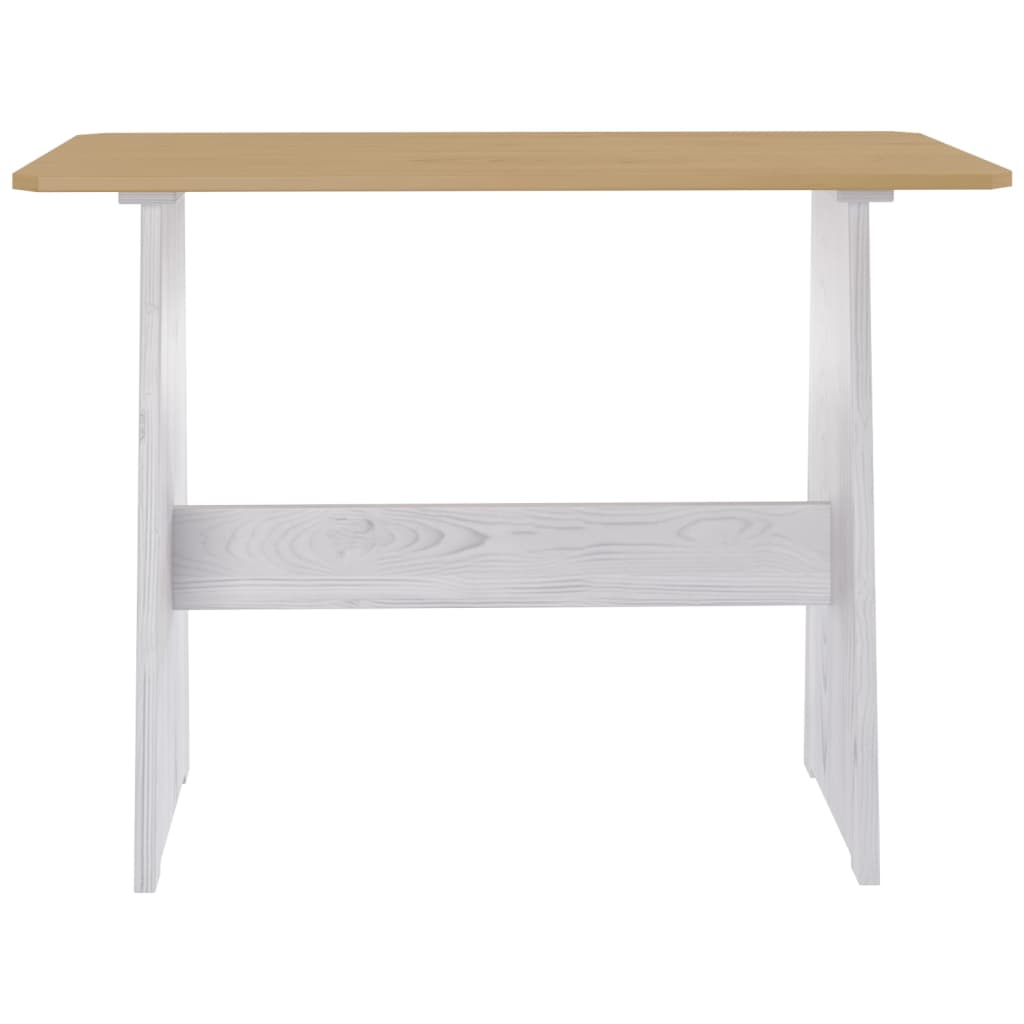 Mesa de jantar com banco REINE pinho maciço castanho mel/branco