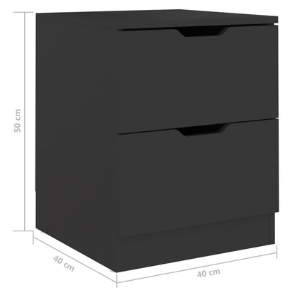 Mesas de cabeceira 2 pcs 40x40x50 cm contraplacado preto