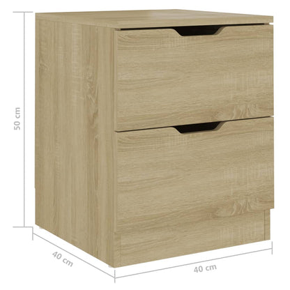 Mesas cabeceira 2pcs 40x40x50cm contraplacado carvalho sonoma
