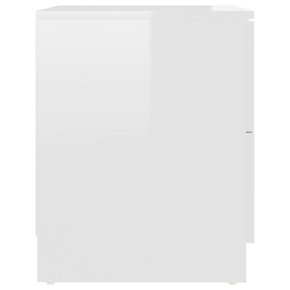 Mesas cabeceira 2 pcs 40x40x50 cm contraplacado branco brilhante