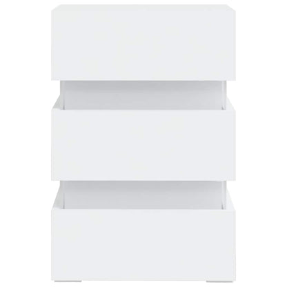 Mesa de cabeceira c/ luzes LED derivados de madeira branco