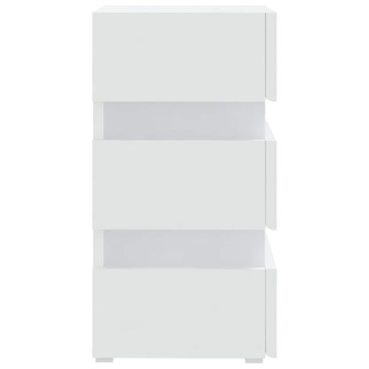 Mesa de cabeceira c/ luzes LED derivados de madeira branco