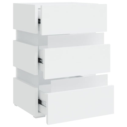 Mesa de cabeceira c/ luzes LED derivados de madeira branco