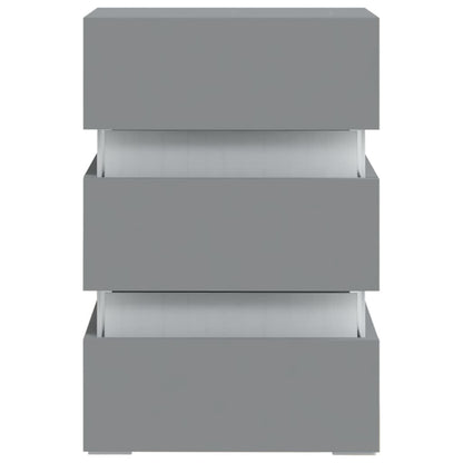 Mesa de cabeceira c/ luzes LED derivados de madeira cinza