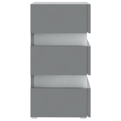 Mesa de cabeceira c/ luzes LED derivados de madeira cinza