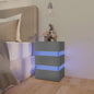 Mesa de cabeceira c/ luzes LED derivados de madeira cinza