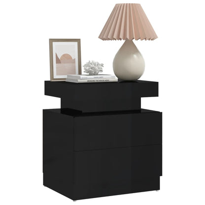 Mesa de cabeceira 40x35x65 cm derivados madeira preto brilhante