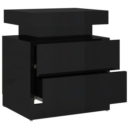 Mesa de cabeceira 40x35x65 cm derivados madeira preto brilhante