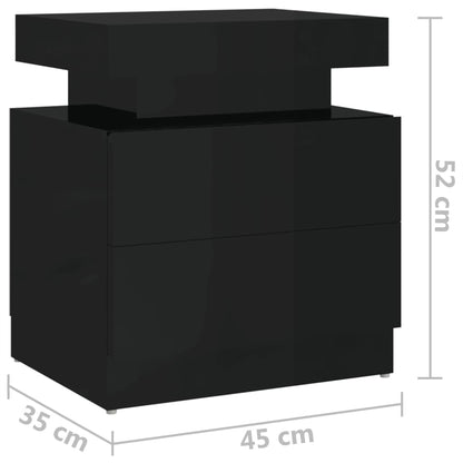 Mesa de cabeceira 40x35x65 cm derivados madeira preto brilhante