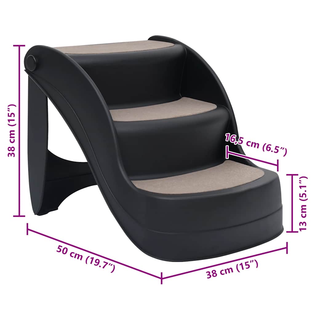Escada para cães dobrável com 3 degraus preto