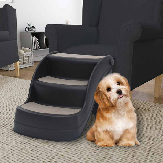 Escada para cães dobrável com 3 degraus preto