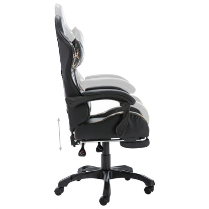 Cadeira estilo corrida c/ apoio pés couro art. preto/camuflado