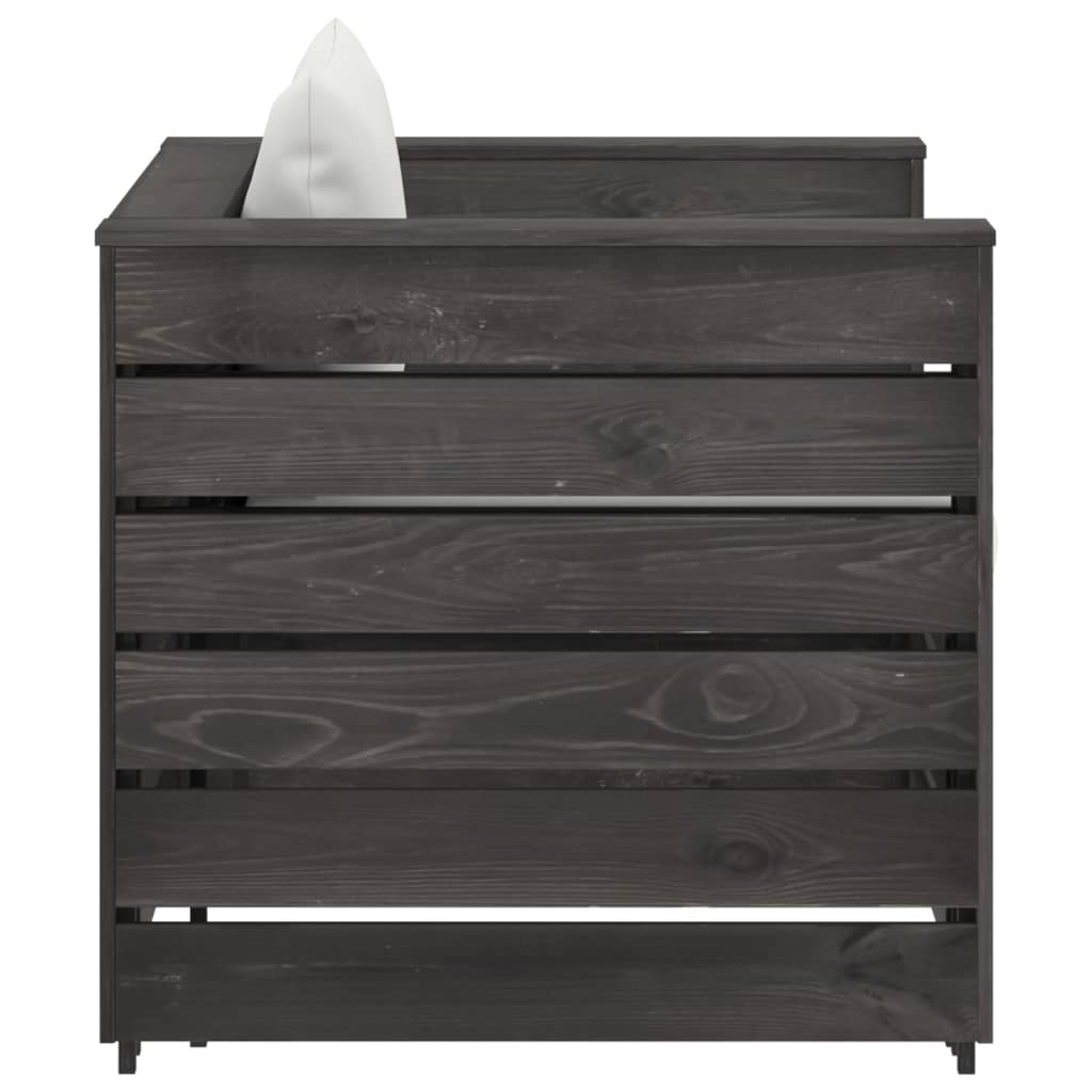 2 pcs conj. lounge jardim + almofadões madeira impreg. cinzento