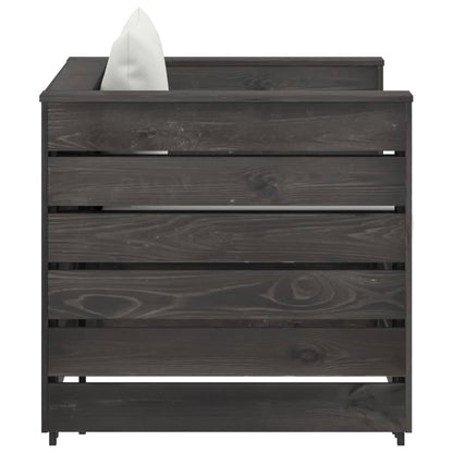 2 pcs conj. lounge jardim + almofadões madeira impreg. cinzento