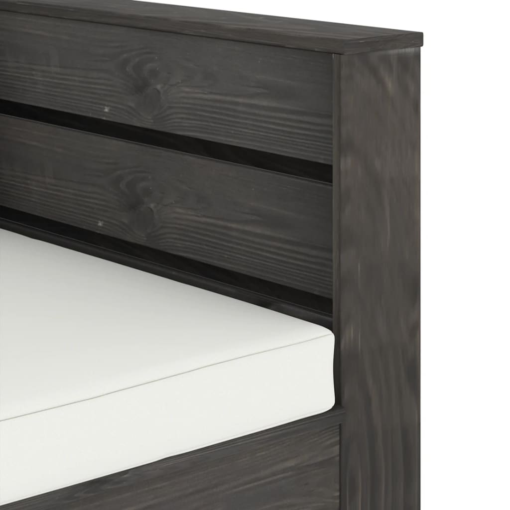 2 pcs conj. lounge jardim + almofadões madeira impreg. cinzento