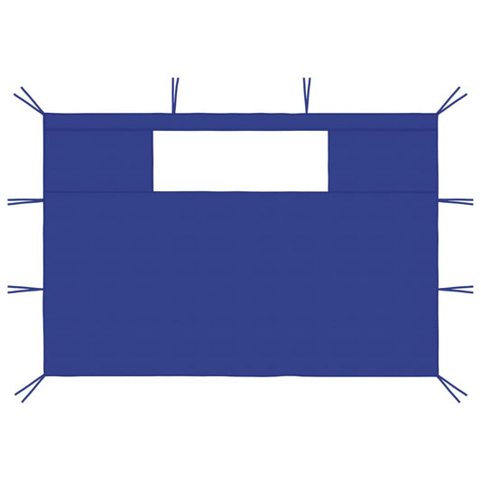 Paredes laterais para gazebo com janelas 2 pcs azul