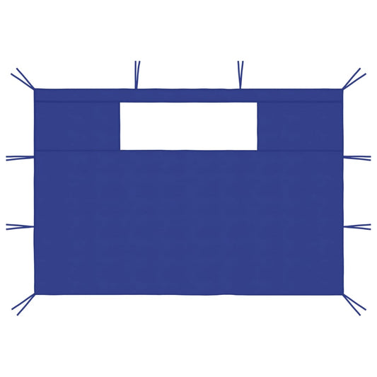 Paredes laterais para gazebo com janelas 2 pcs azul