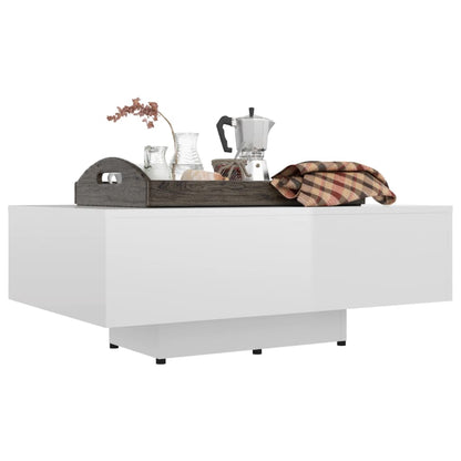 Mesa de centro 85x55x31 cm contraplacado branco brilhante