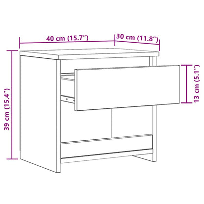 Mesa de cabeceira 40x30x39 cm contraplacado cinzento cimento