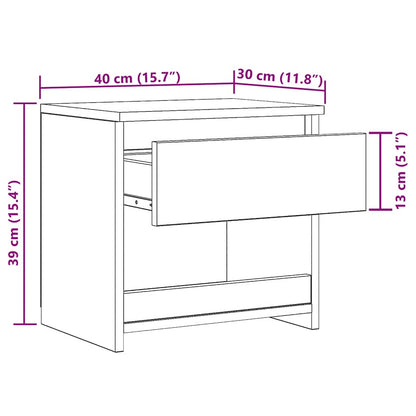 Mesa de cabeceira 40x30x39 cm contraplacado branco brilhante