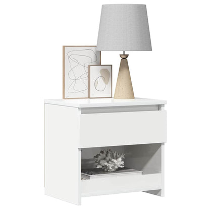 Mesas de cabeceira 2 pcs 40x30x39 cm contrapl. branco brilhante