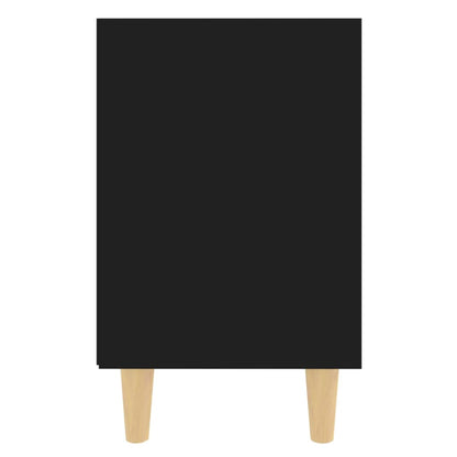 Mesas de cabeceira pernas madeira maciça 2pcs 40x30x50cm preto