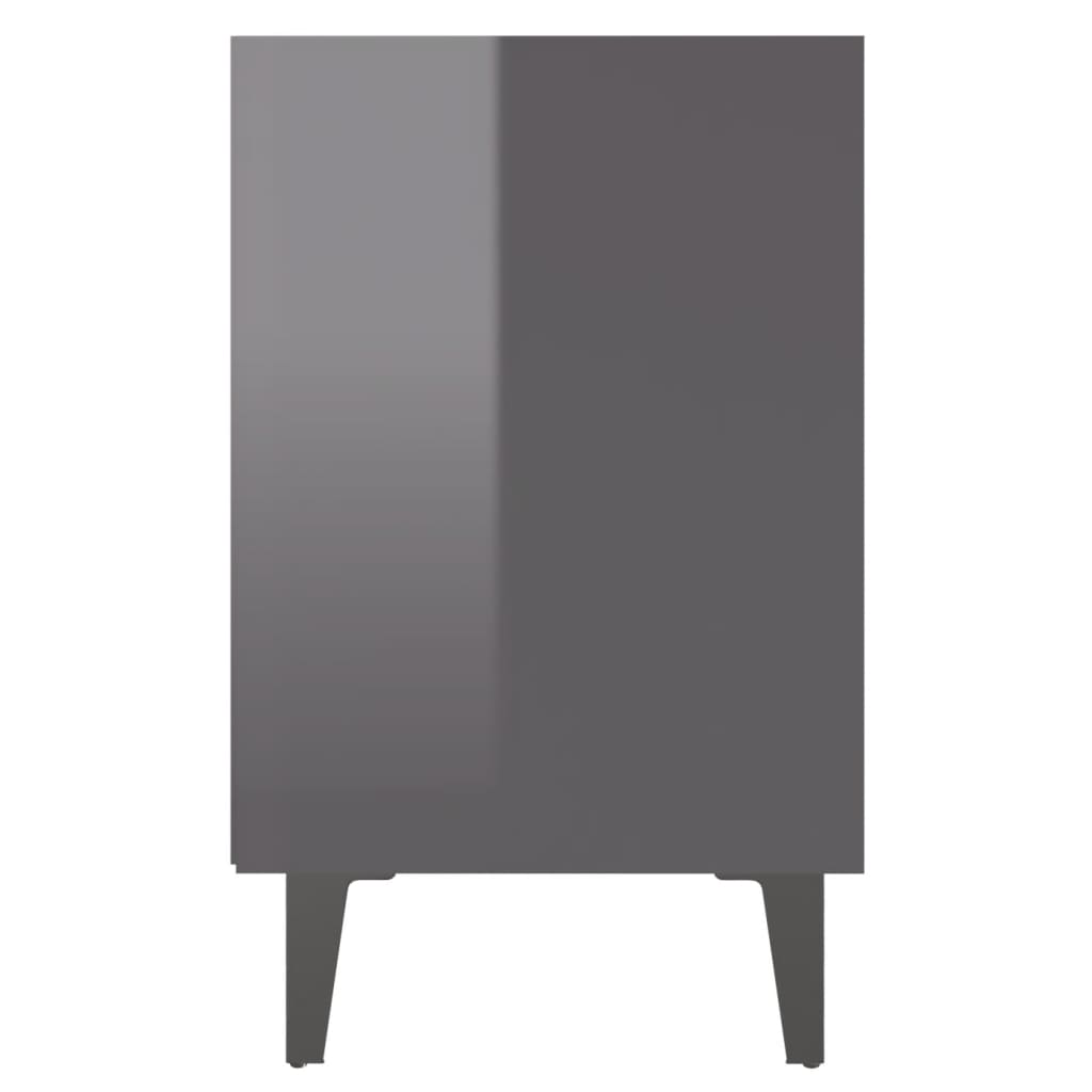 Mesa de cabeceira pernas em metal 40x30x50 cm cinza brilhante