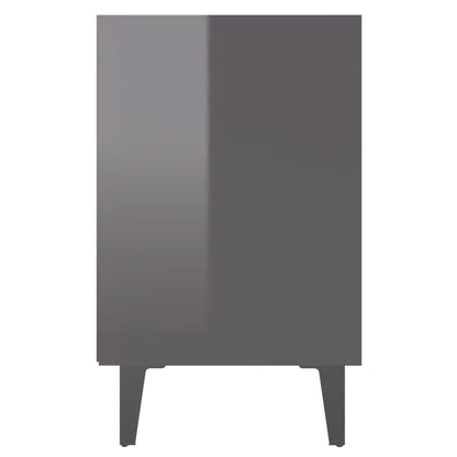 Mesa de cabeceira pernas em metal 40x30x50 cm cinza brilhante