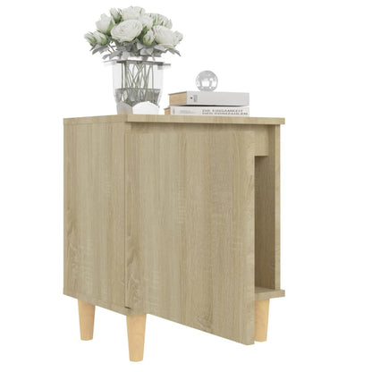 Mesa cabeceira pernas de madeira 40x30x50 cm carvalho sonoma