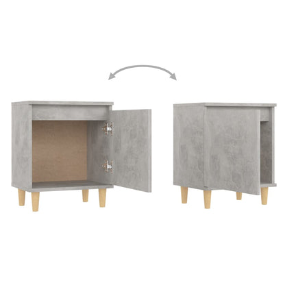 Mesas cabeceira pernas madeira 2pcs 40x30x50cm cinzento cimento