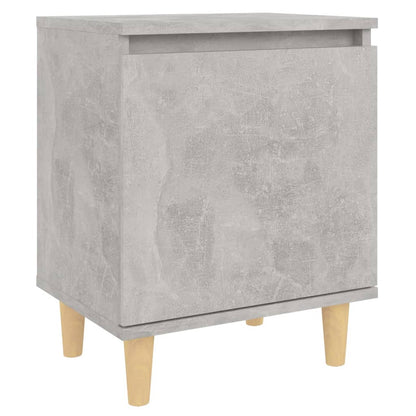 Mesas cabeceira pernas madeira 2pcs 40x30x50cm cinzento cimento