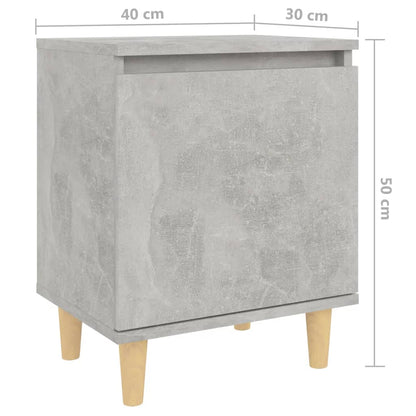 Mesas cabeceira pernas madeira 2pcs 40x30x50cm cinzento cimento