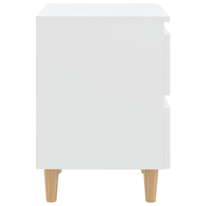 Mesa de cabeceira c/ pernas de pinho maciço 40x35x50 cm branco
