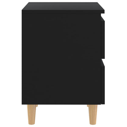 Mesas de cabeceira 2 pcs c/ pernas de pinho 40x35x50 cm preto