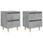 Mesas cabeceira 2pcs c/ pernas pinho 40x35x50cm cinza cimento