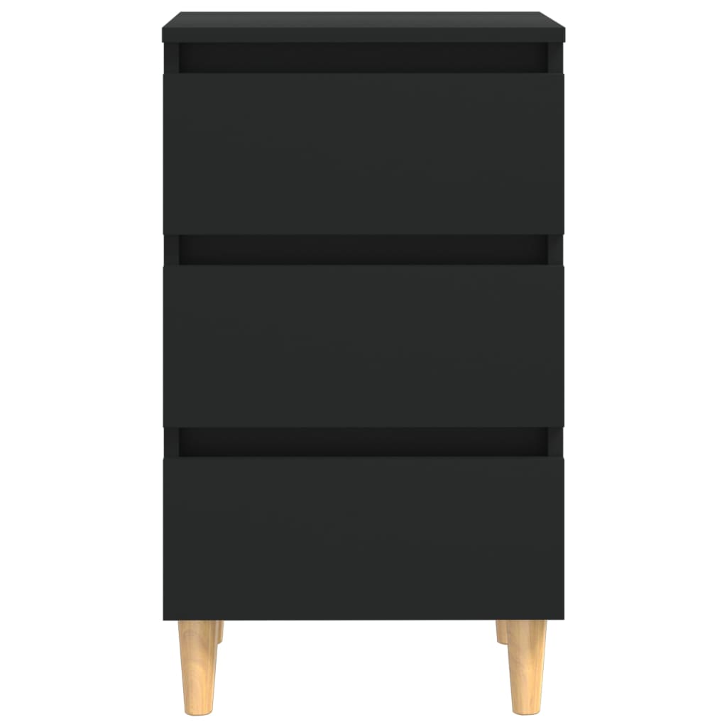 Mesa de cabeceira c/ pernas de madeira 40x35x69 cm preto