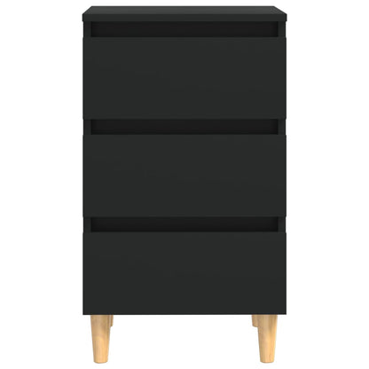 Mesa de cabeceira c/ pernas de madeira 40x35x69 cm preto