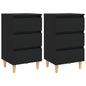 Mesas de cabeceira c/ pernas de madeira 2pcs 40x35x69cm preto