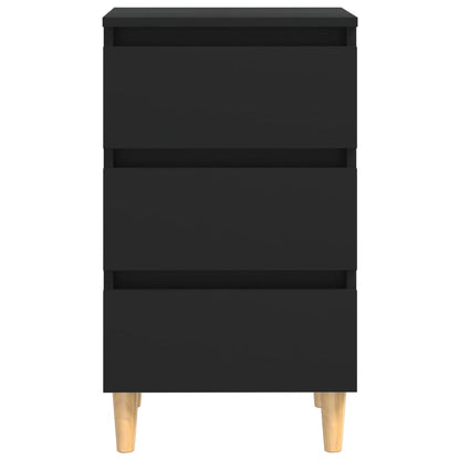 Mesas de cabeceira c/ pernas de madeira 2pcs 40x35x69cm preto