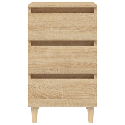 Mesa de cabeceira pernas de madeira 40x35x69cm carvalho sonoma