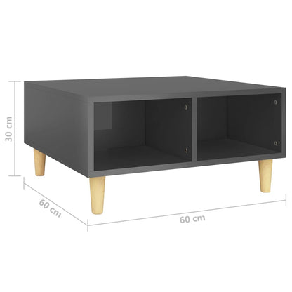 Mesa de centro 60x60x30 cm derivados de madeira cinza brilhante