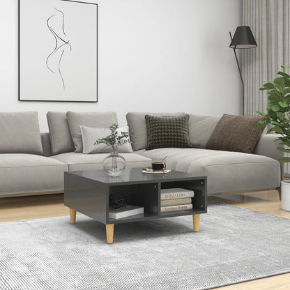 Mesa de centro 60x60x30 cm derivados de madeira cinza brilhante
