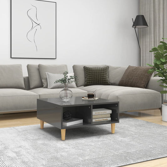 Mesa de centro 60x60x30 cm derivados de madeira cinza brilhante