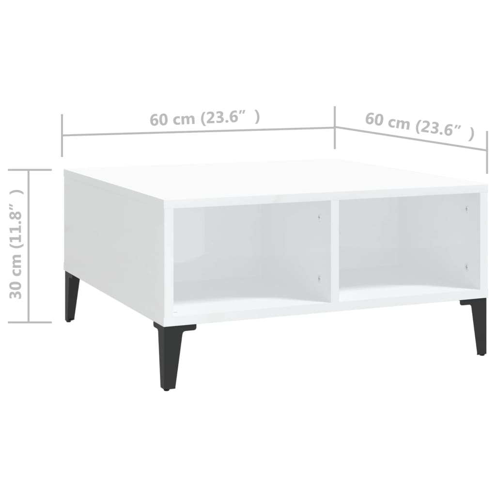 Mesa de centro 60x60x30cm derivados de madeira branco brilhante